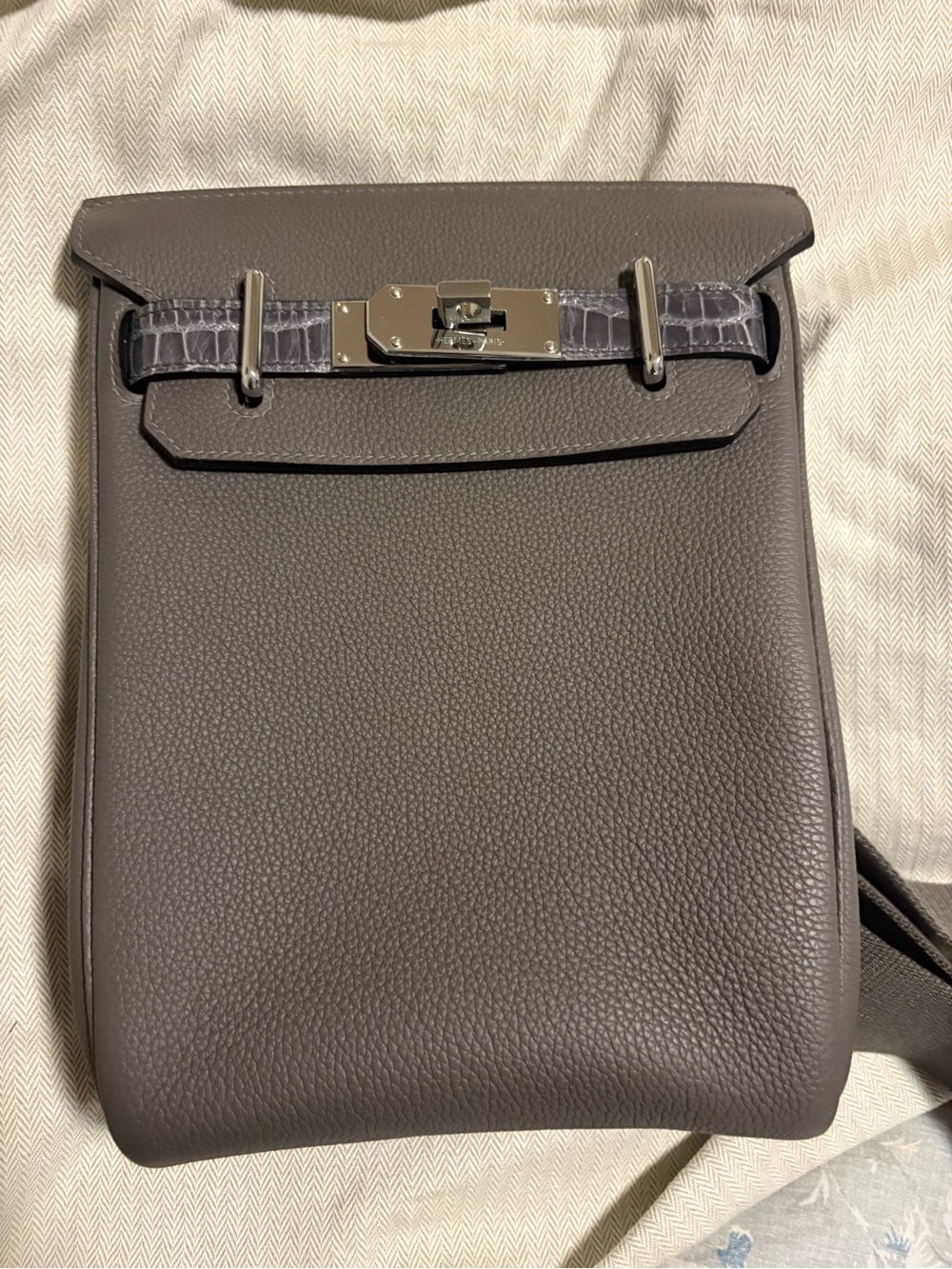 Hermes Men's/ Women’s Hac A Dos Bag in Dark Gray with Silver Hardware